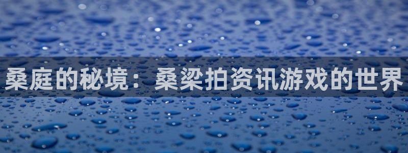 优贝娱乐平台登录：桑庭的秘境：桑梁拍资讯游戏的世界